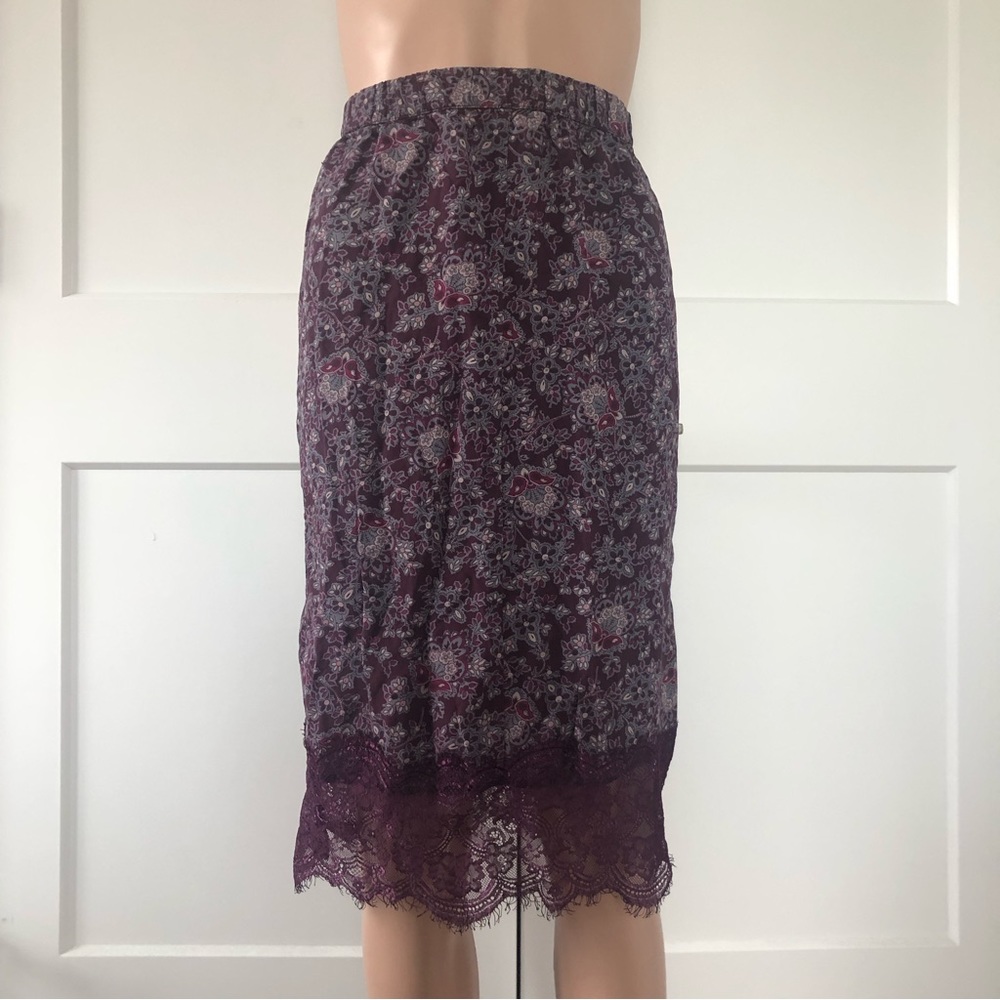 Abercrombie Purple Floral Flowers Lace Midi Skirt XS